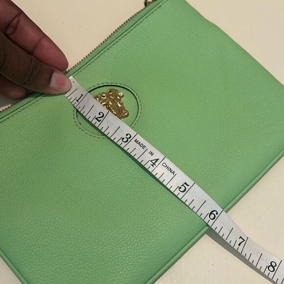 Versace Zip Top Medusa Emblem Wristlet Clutch Lime Green Leather Luxury - Picture 12 of 13